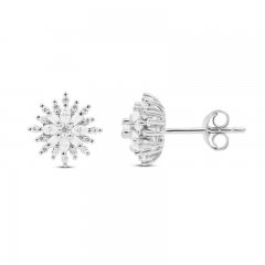 Sparks of Love Diamond Stud Earrings 1/2 ct tw Round/Baguette/Marquise 10K White Gold