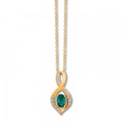 Le Vian Natural Emerald Necklace 1/5 ct tw Diamonds 14K Gold