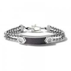 Bulova Double-Chain ID Bracelet Stainless Steel 8"