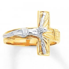 Men's Crucifix Ring 14K Two-Tone Gold