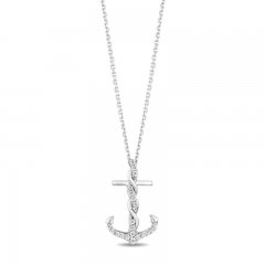 Hallmark Diamonds Anchor Necklace 1/6 ct tw Sterling Silver