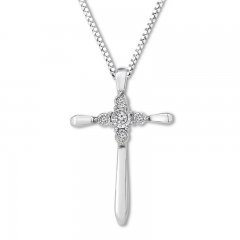 Diamond Cross Necklace Sterling Silver