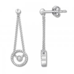 Diamond Circle Drop Earrings 1/5 ct tw Sterling Silver