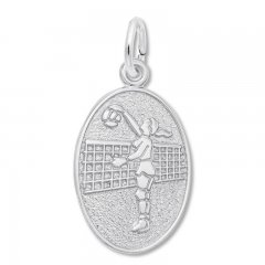 Female Volleyball Player Sterling Silver Charm