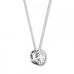 Diamond Solitaire Necklace 1/4 Carat 14K White Gold