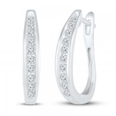 Diamond Hoop Earrings 5/8 ct tw 10K White Gold