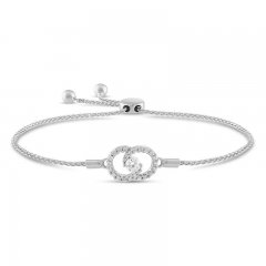 Encircled by Love Diamond Bolo Bracelet 1/3 ct tw Round-cut 10K White Gold