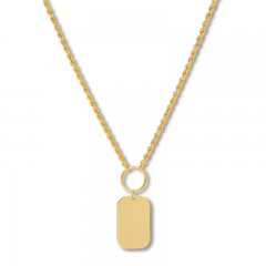 Dog Tag Necklace 14K Yellow Gold 16" to 20" Adjustable