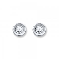 Diamond Solitaire Earrings 1/10 ct tw Sterling Silver