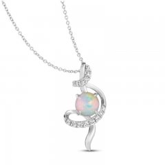 Le Vian Opal Necklace 1/5 ct tw Diamonds 14K Vanilla Gold 18"