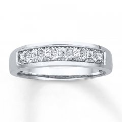 Men's Wedding Band 1/4 ct tw Diamonds 10K White Gold