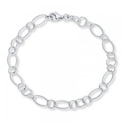 Oval Link Anklet Sterling Silver 10" Length