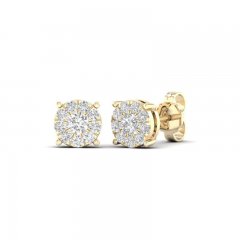 Diamond Halo Stud Earrings 1/2 ct tw Round-Cut 10K Yellow Gold