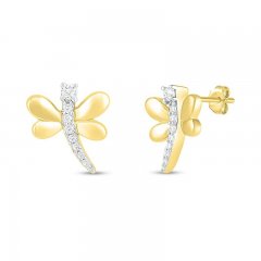 Diamond Dragonfly Earrings 1/15 ct tw 10K Yellow Gold