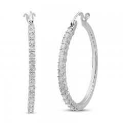 Diamond Hoop Earrings 1 ct tw 10K White Gold