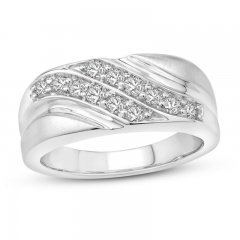 Men's Diamond Wedding Band 5/8 ct tw 10K White Gold