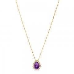 Le Vian Amethyst & Diamond Necklace 1/8 ct tw 14K Honey Gold 18"