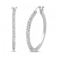 Diamond Hoop Earrings 1/2 ct tw 10K White Gold