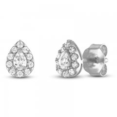 Diamond Stud Earrings 1/4 ct tw Pear/Round-Cut 10K White Gold