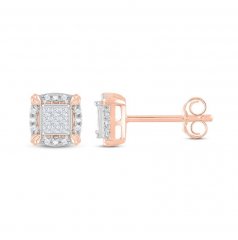 Diamond Earrings 1/5 ct tw Princess/Round-Cut 10K Rose Gold