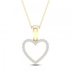 Diamond Heart Necklace 1/10 ct tw Round-Cut 10K Yellow Gold 18"