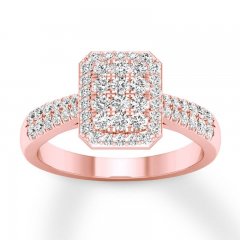 Diamond Engagement Ring 1/2 ct tw Round-cut 10K Rose Gold