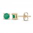 Certified Emerald Stud Earrings 14K Yellow Gold