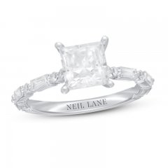 Neil Lane Premiere Diamond Engagement Ring 1-7/8 ct tw Princess/Baguette/Round 14K White Gold