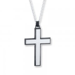 Men's Cross Necklace Stainless Steel 22" Length