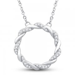 Circle of Gratitude Diamond Necklace 1/8 ct tw Round-cut 10K White Gold 19"