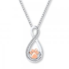 Paw Print Necklace 1/20 ct tw Sterling Silver/10K Gold