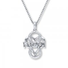 "Mom" Heart Necklace 1/20 ct tw Diamonds Sterling Silver