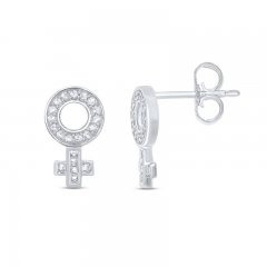 Diamond Female Symbol Earrings 1/4 ct tw Sterling Silver