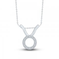 Diamond Taurus Necklace 1/10 ct tw Round-cut Sterling Silver 18"