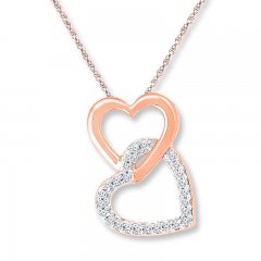 Heart Necklace 1/15 ct tw Diamonds 10K Rose Gold