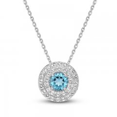 Blue/White Topaz Necklace Sterling Silver 18"