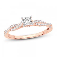 Diamond Engagement Ring 1/2 ct tw Princess/Round 14K Rose Gold