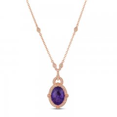 Le Vian Creme Brulee Amethyst Necklace 1 ct tw Diamonds 18K Strawberry Gold 17"