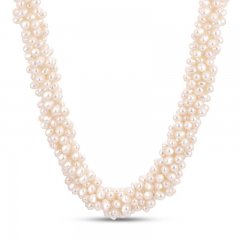 Cultured Pearl Torsade Necklace Sterling Silver 18"