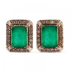 Le Vian Emerald Earrings 1/3 ct tw Diamonds 14K Strawberry Gold