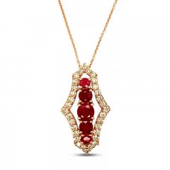 Le Vian Creme Brulee Ruby Necklace 5/8 ct tw Diamonds 14K Strawberry Gold 20"