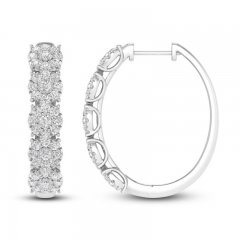 Diamond Hoop Earrings 1 ct tw Round-Cut 10K White Gold