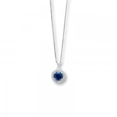 Blue & White Lab-Created Sapphire Necklace Sterling Silver