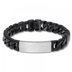 Men's Stainless Steel Bracelet Black Ion Plating 8.5"