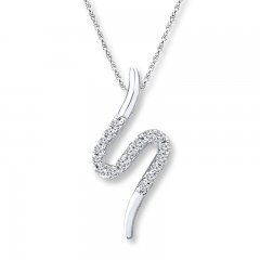 Diamond Necklace 1/5 ct tw Round-cut 10K White Gold