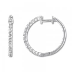 Diamond Hoop Earrings 1/4 ct tw Round-cut 10K White Gold