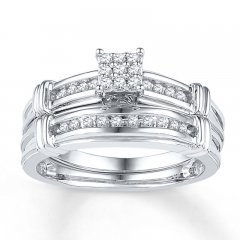 Diamond Bridal Set 1/5 ct tw Round-cut 10K White Gold