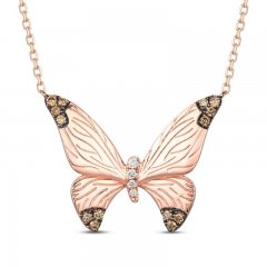 Le Vian Butterfly Necklace 1/5 ct tw Diamonds 14K Strawberry Gold 19"