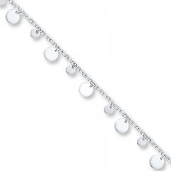 Dangling Circle Anklet Sterling Silver 10" Length