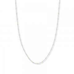 Beaded Curb Chain Necklace 14K Two-Tone Gold 16" Length